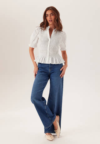 Short Sleeve Cotton Smock Blouse