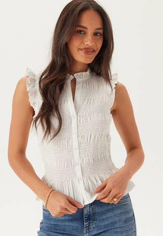 Sleeveless Cotton Smock Blouse