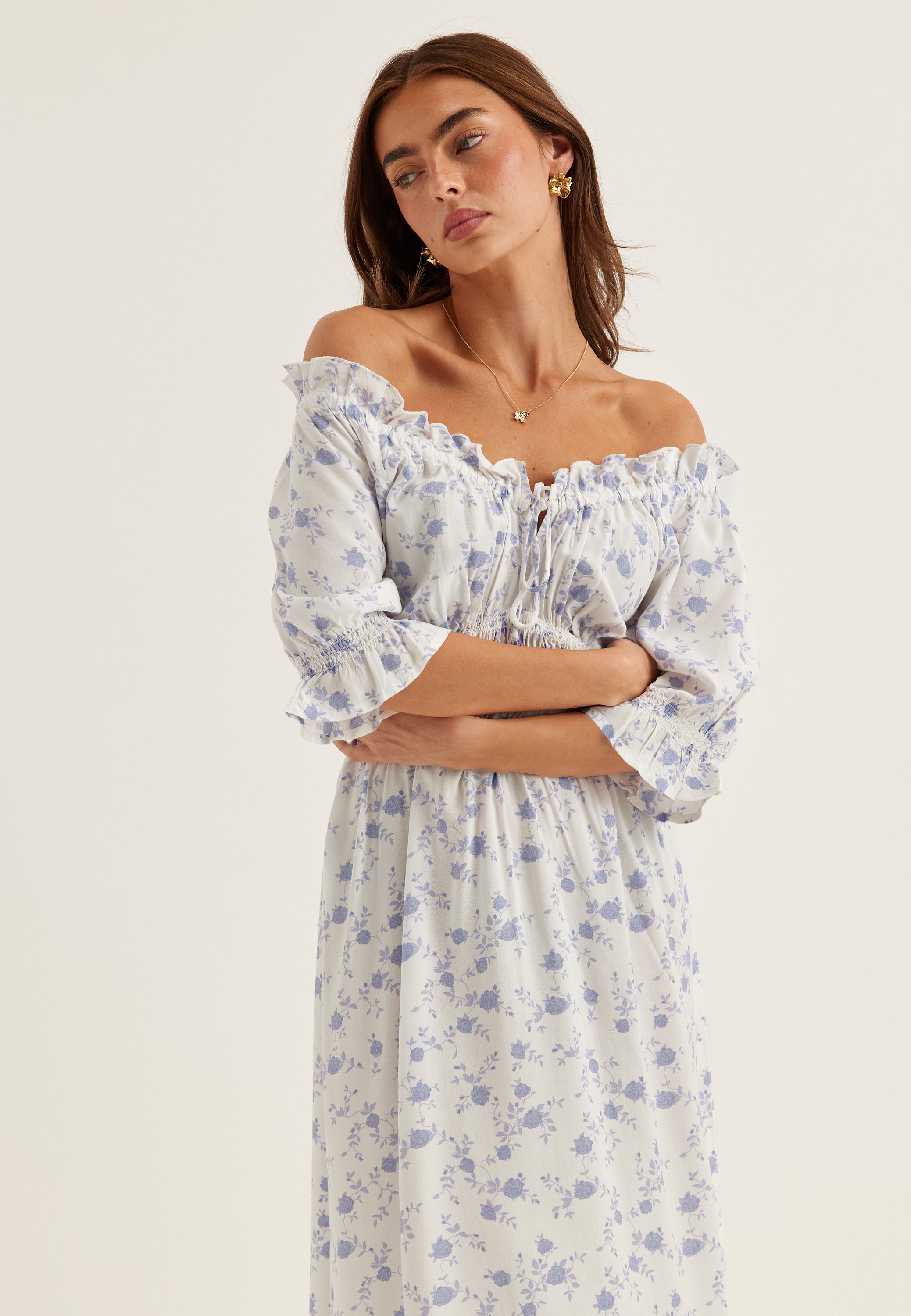 patterned smock dress Smock Maxi Dress