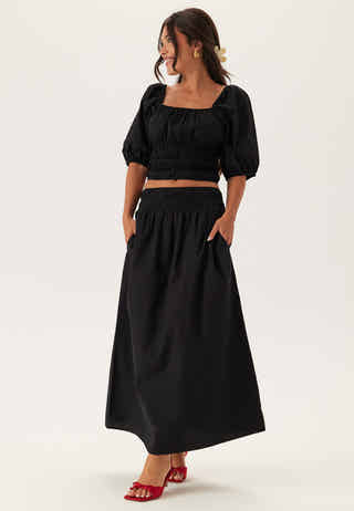 Smock Waist Maxi Skirt
