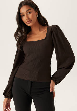 Square Neck Balloon Sleeve Top