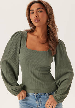 Square Neck Balloon Sleeve Top