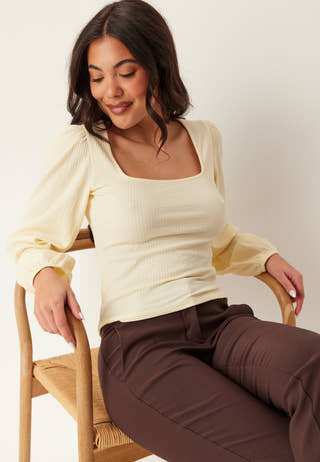 Square Neck Balloon Sleeve Top