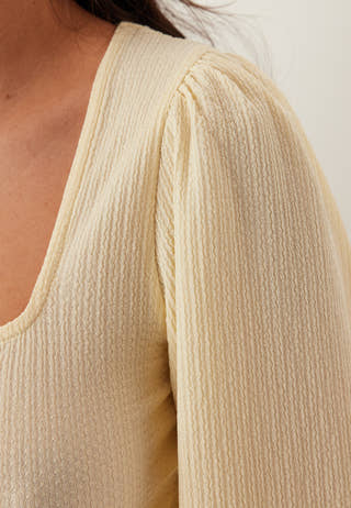 Square Neck Balloon Sleeve Top