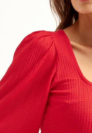 Square Neck Balloon Sleeve Top