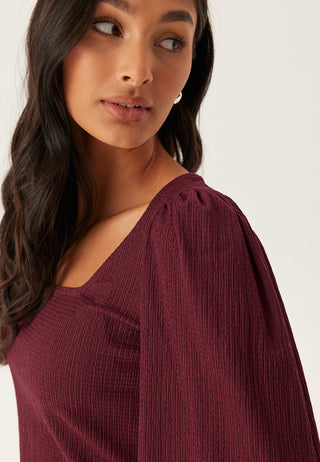 Square Neck Balloon Sleeve Top
