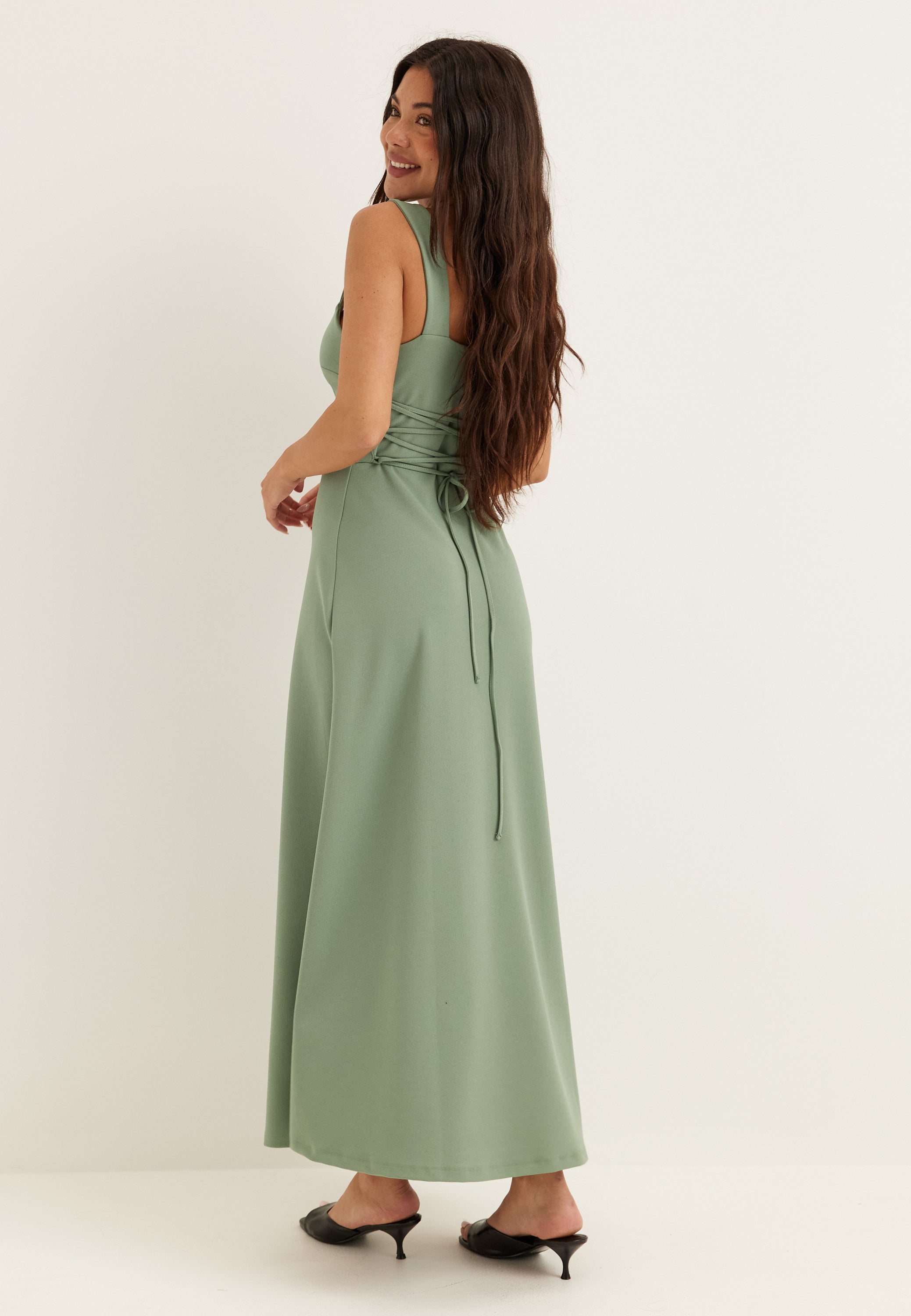 Bubbleroom Square Neck Corset Dress Dresses Green Bubbleroom Square Neck Corset Dress Dresses Green