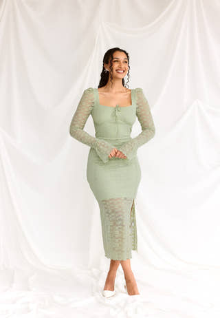 Square Neck Lace Dress