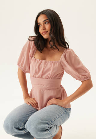 Square Neck S/S Georgette Blouse