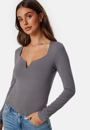 Square V-neck Long Sleeve Top
