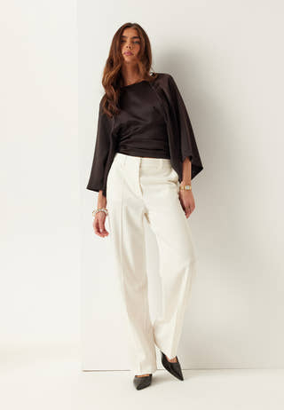 Straight High Waist Suit Trousers