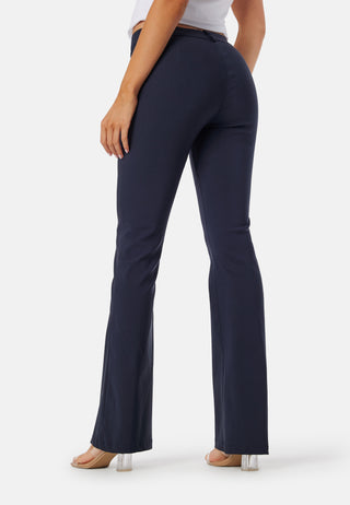 Mid Waist Stretchy Flared Trousers