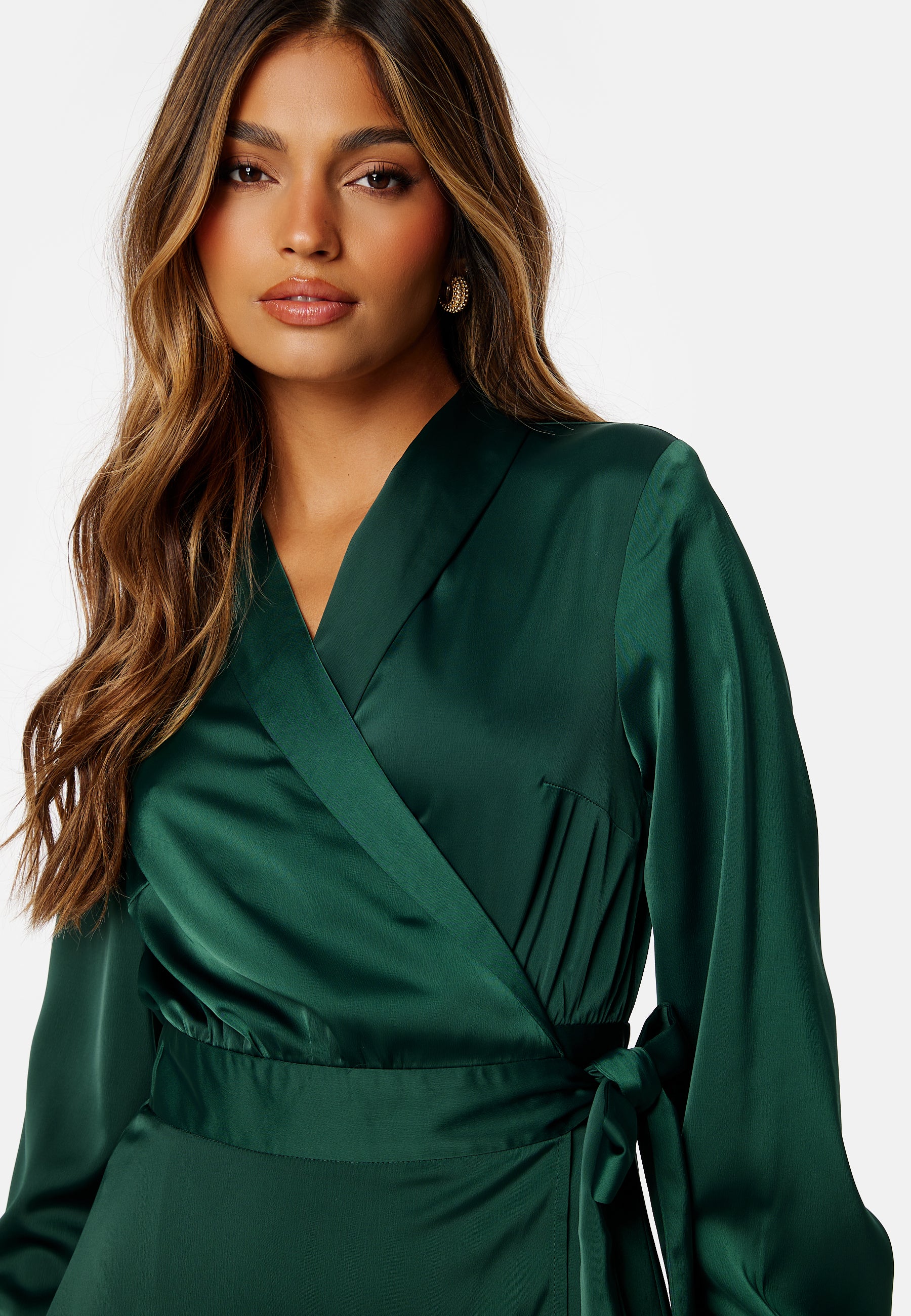 Bubbleroom Terilee Satin Wrap Dress campaign-outlet Green Bubbleroom Terilee Satin Wrap Dress campaign-outlet Green