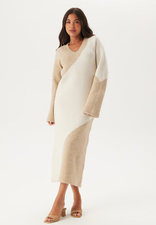 V-neck Knitted Midi Dress