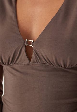 V-Neck Buckle Top