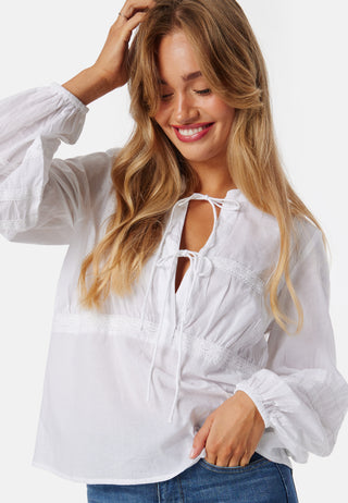 V-neck Cotton L/S Blouse