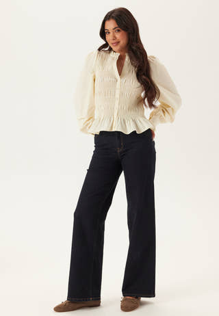 V-neck Cotton Smock Blouse