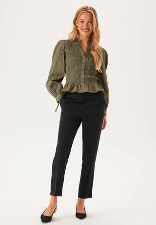 V-neck Cotton Smock Blouse