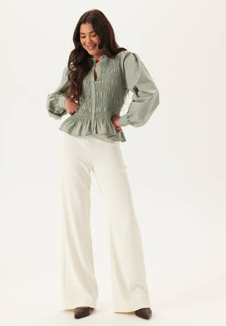 V-neck Cotton Smock Blouse