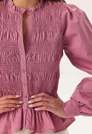 V-neck Cotton Smock Blouse