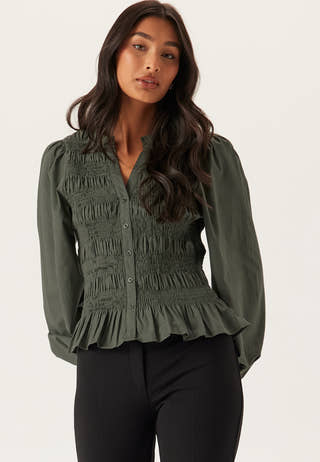 V-neck Cotton Smock Blouse