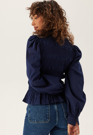 V-neck Cotton Smock Blouse