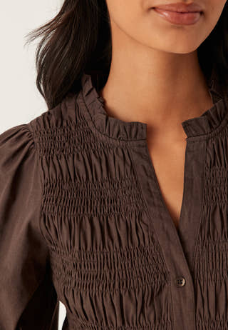 V-neck Cotton Smock Blouse