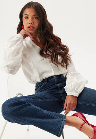 V-neck Frill Blouse