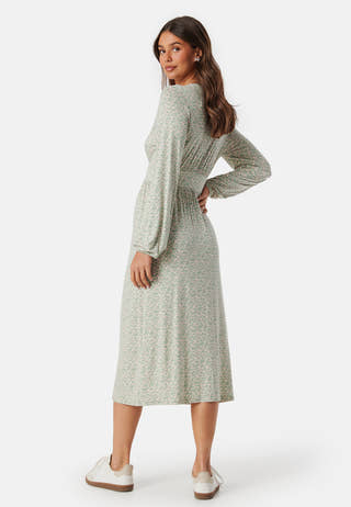 V-neck Midi Button Dress