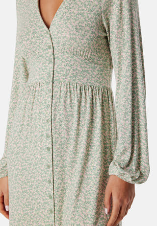 V-neck Midi Button Dress