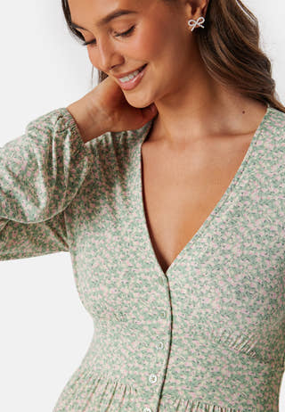 V-neck Midi Button Dress