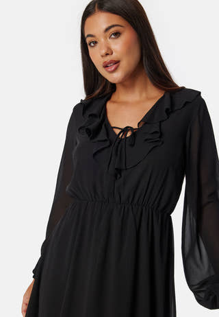 V-neck Short Frill Dress