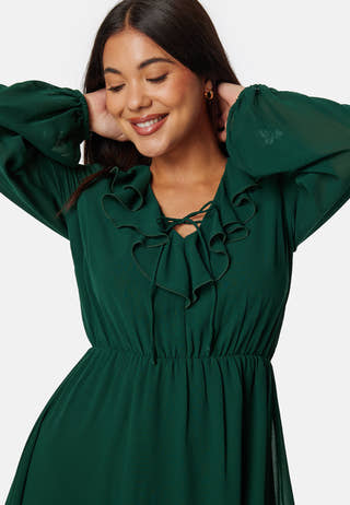 V-neck Short Frill Dress