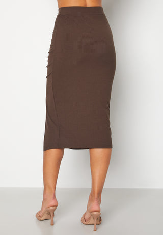 Rib Slit Midi Skirt