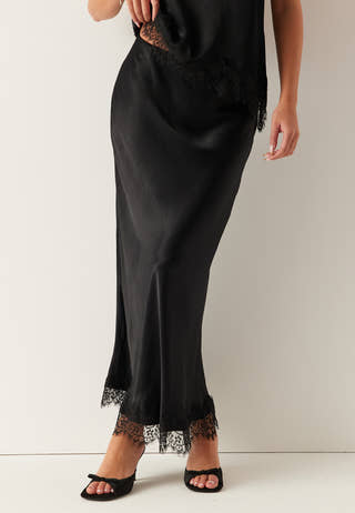 Viscose Satin Lace Skirt