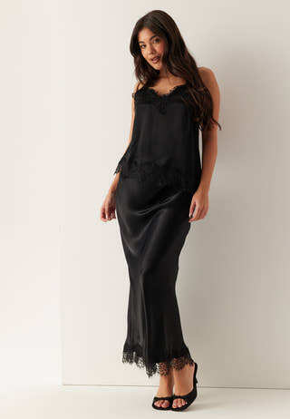 Viscose Satin Lace Skirt