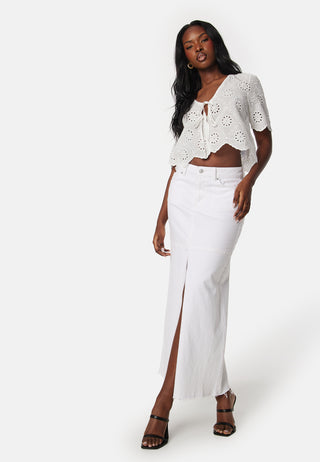 Denim Slit Midi Skirt