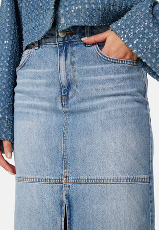 Denim Slit Midi Skirt
