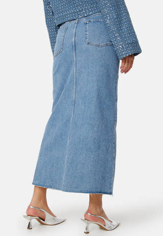 Denim Slit Midi Skirt