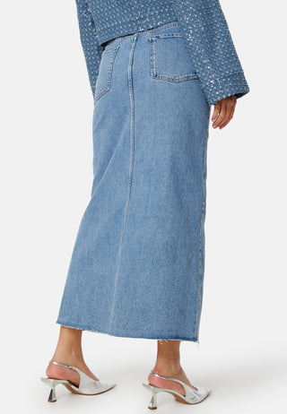 Denim Slit Midi Skirt