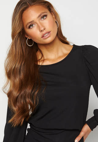 Balloon Sleeve Rib Dress