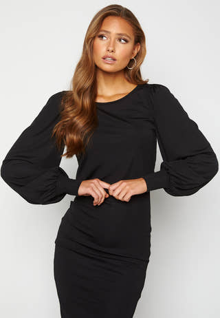 Balloon Sleeve Rib Dress