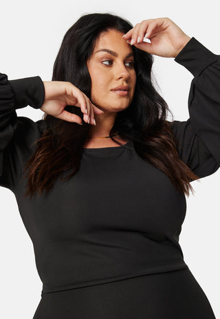 Balloon Sleeve Rib Dress