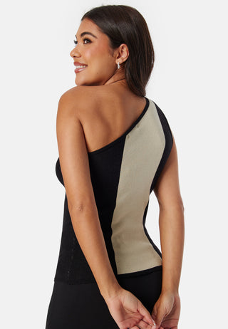 Striped One Shoulder Knitted Top