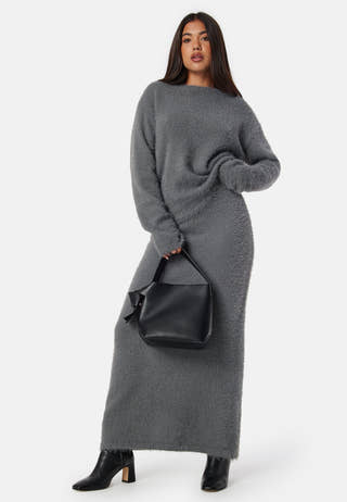 Fluffy Knitted Maxi Skirt