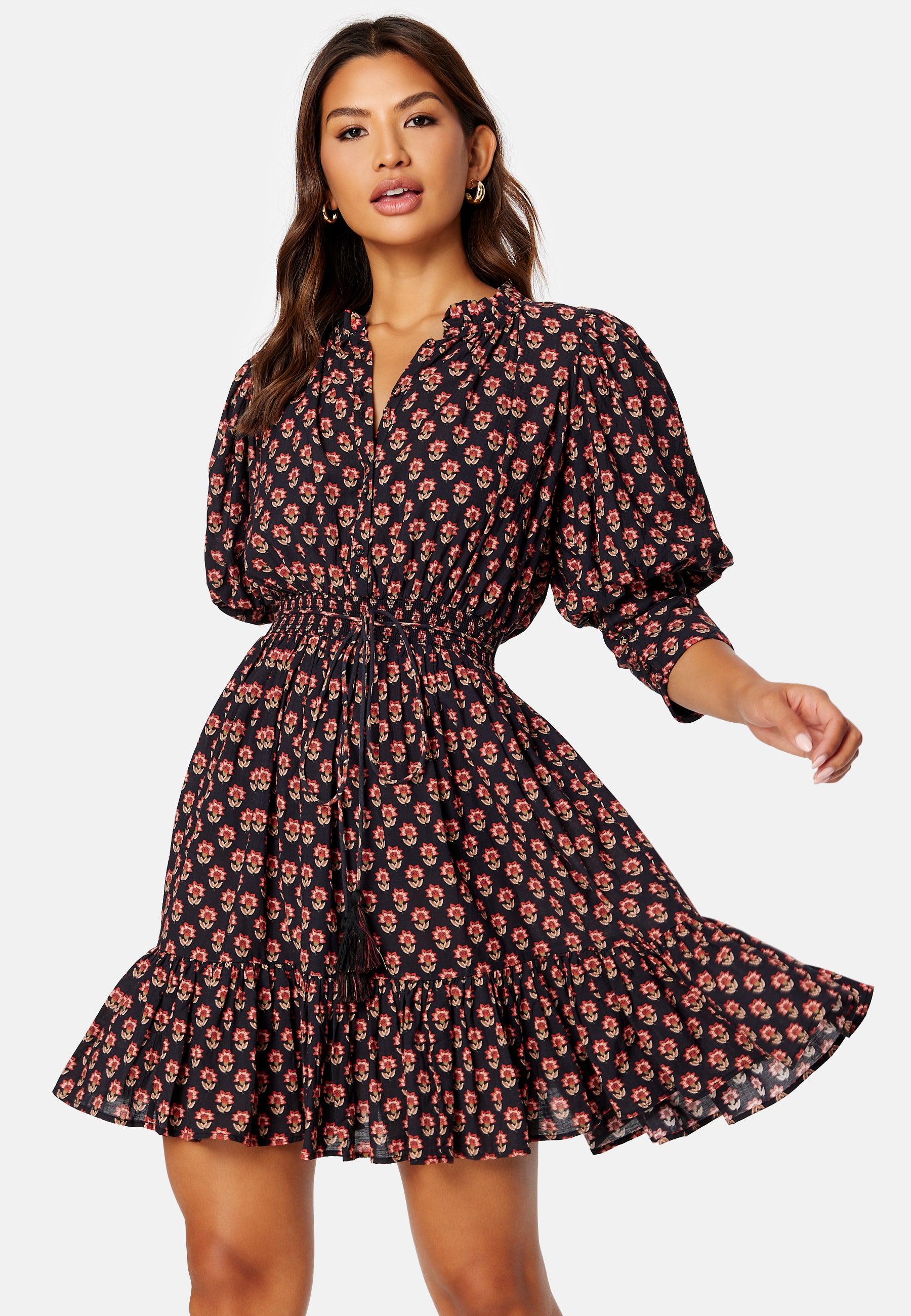 bytimo bohemian mini dress Bytimo – Bohemian Mini Dress – campaign-outlet – Black / Floral / Multi
