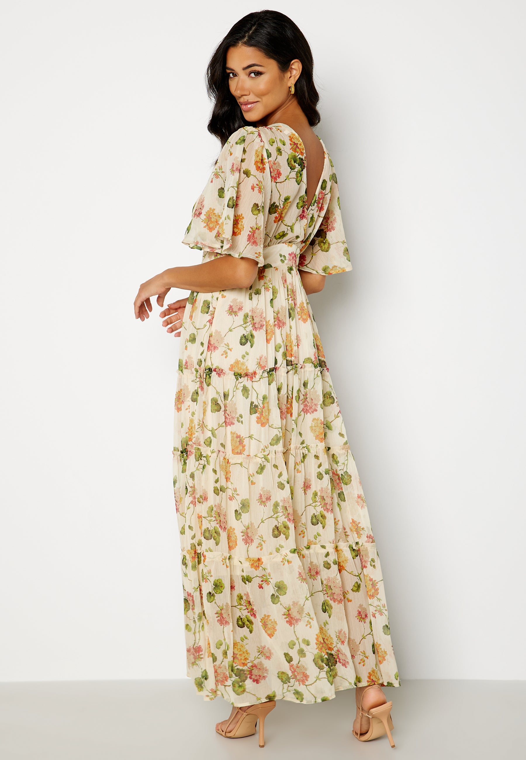 Bytimo – Chiffon Open Back Dress – Bridesmaid dresses – Yellow / Beige / Floral / Multi