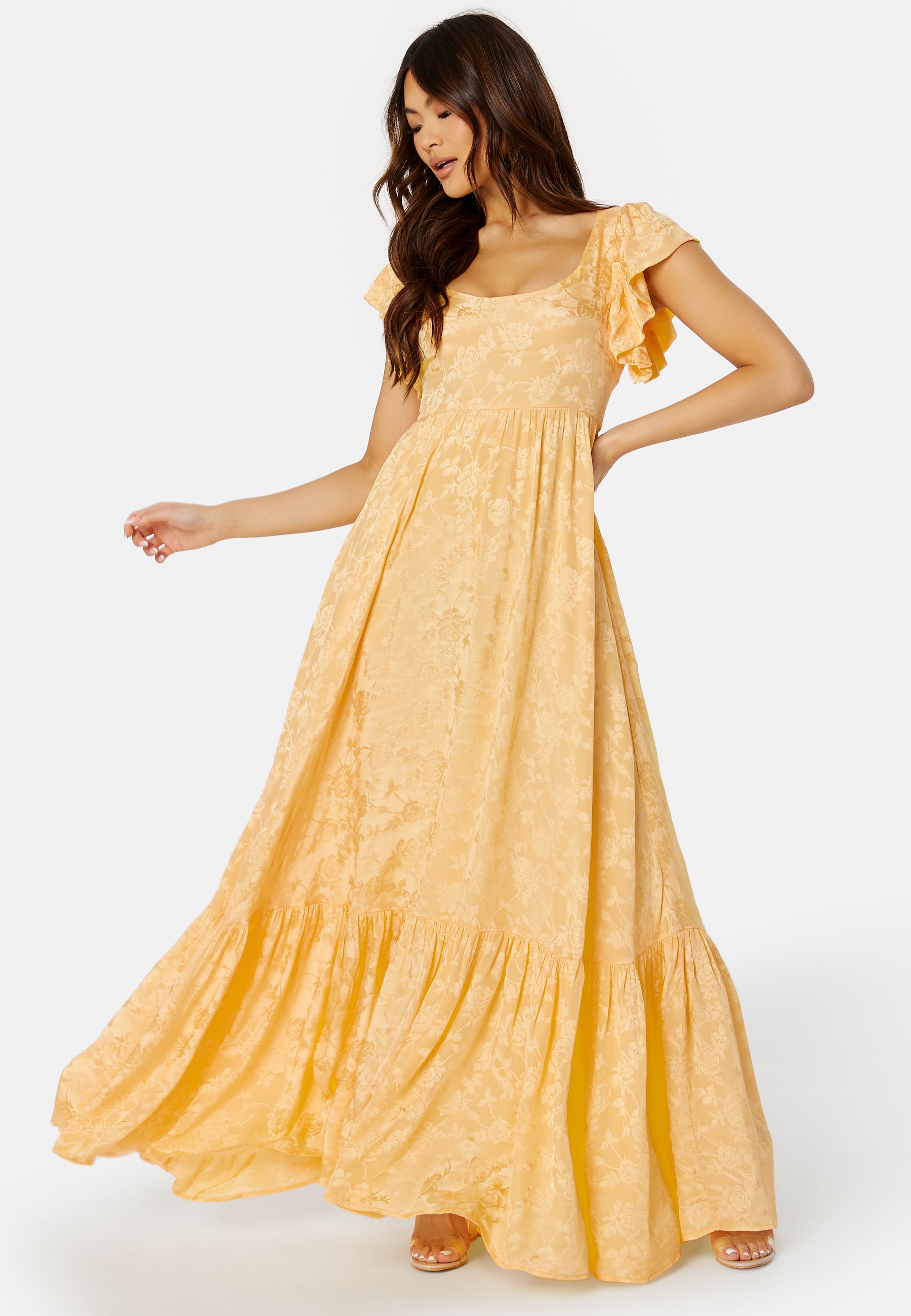 Bytimo – Jacquard Open Back Dress – campaign-outlet – Yellow