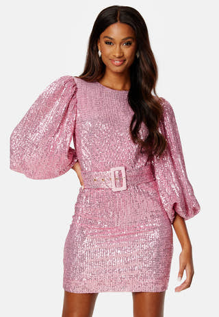 Sequins Puff Sleeve Mini Dress