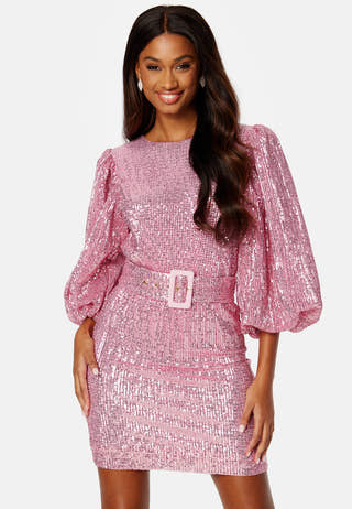 Sequins Puff Sleeve Mini Dress